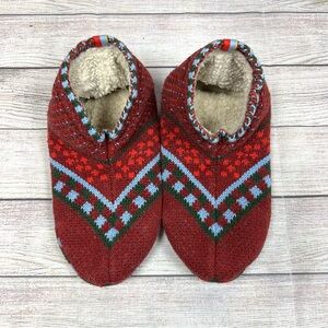 Bombas Women's Gripper Slipper Bootie Red Multicolor Sherpa-Lined Size L